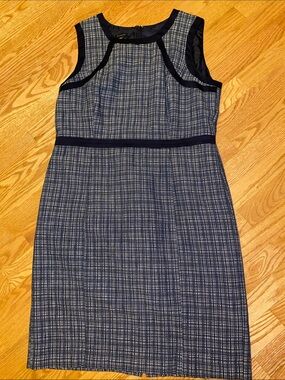 Talbots Navy Tweed Sheath Dress Size 14